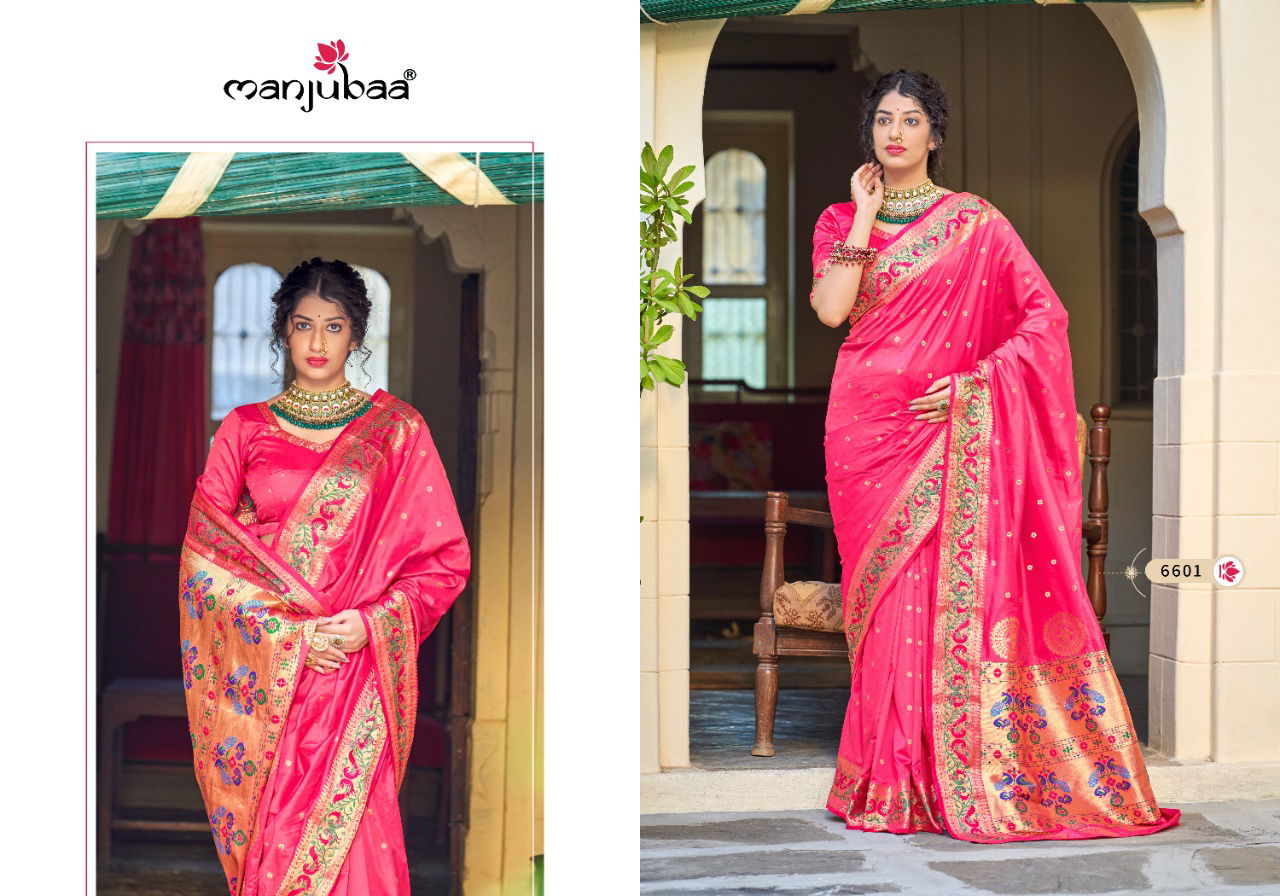 Manjubaa Maharani Paithani Latest Designer Festive Wear Banarasi Silk Heavy Saree Collection